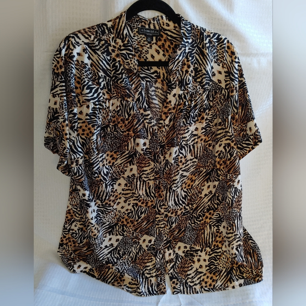 Elementz womens plus size button down top